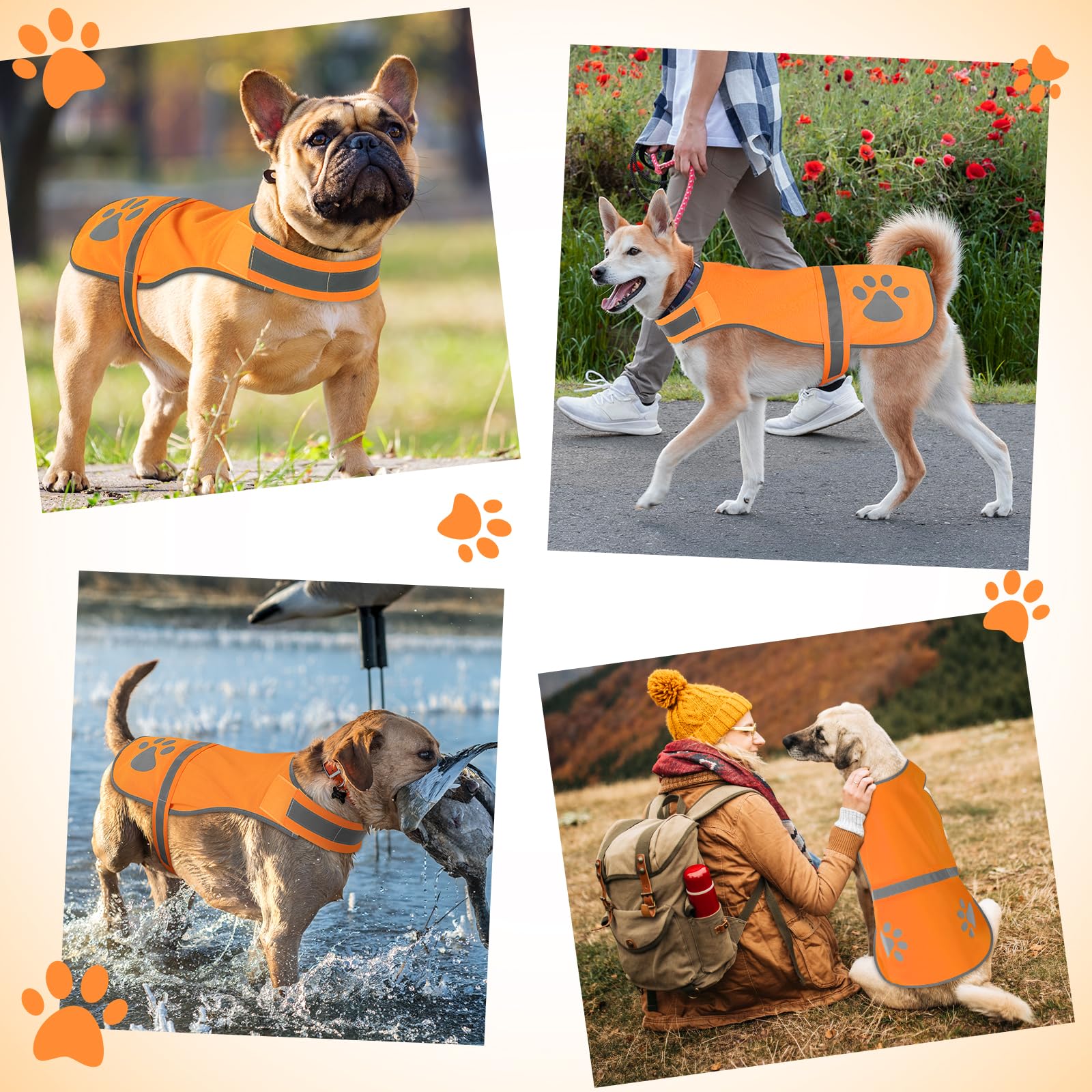 Candofly Reflective Dog Vest, High Visibility Safety Pet Apperal Hunting Jacket For Night Walking& Camping (Orange, X-Large)